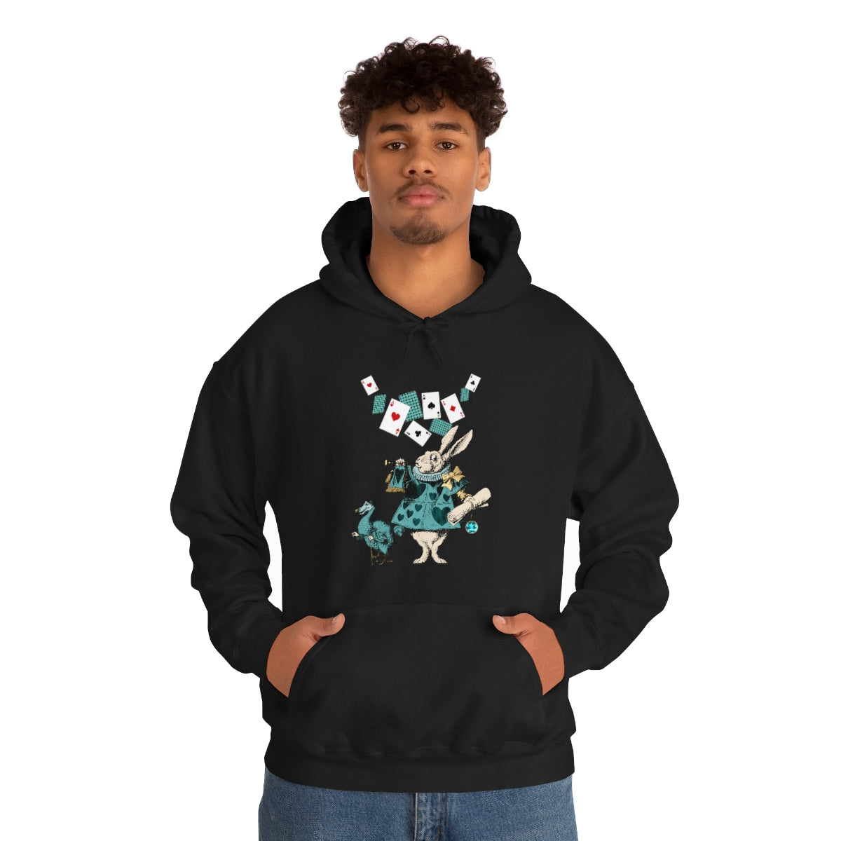 Pullover Hoodies-Alice in Wonderland Gifts 101 Teal Series