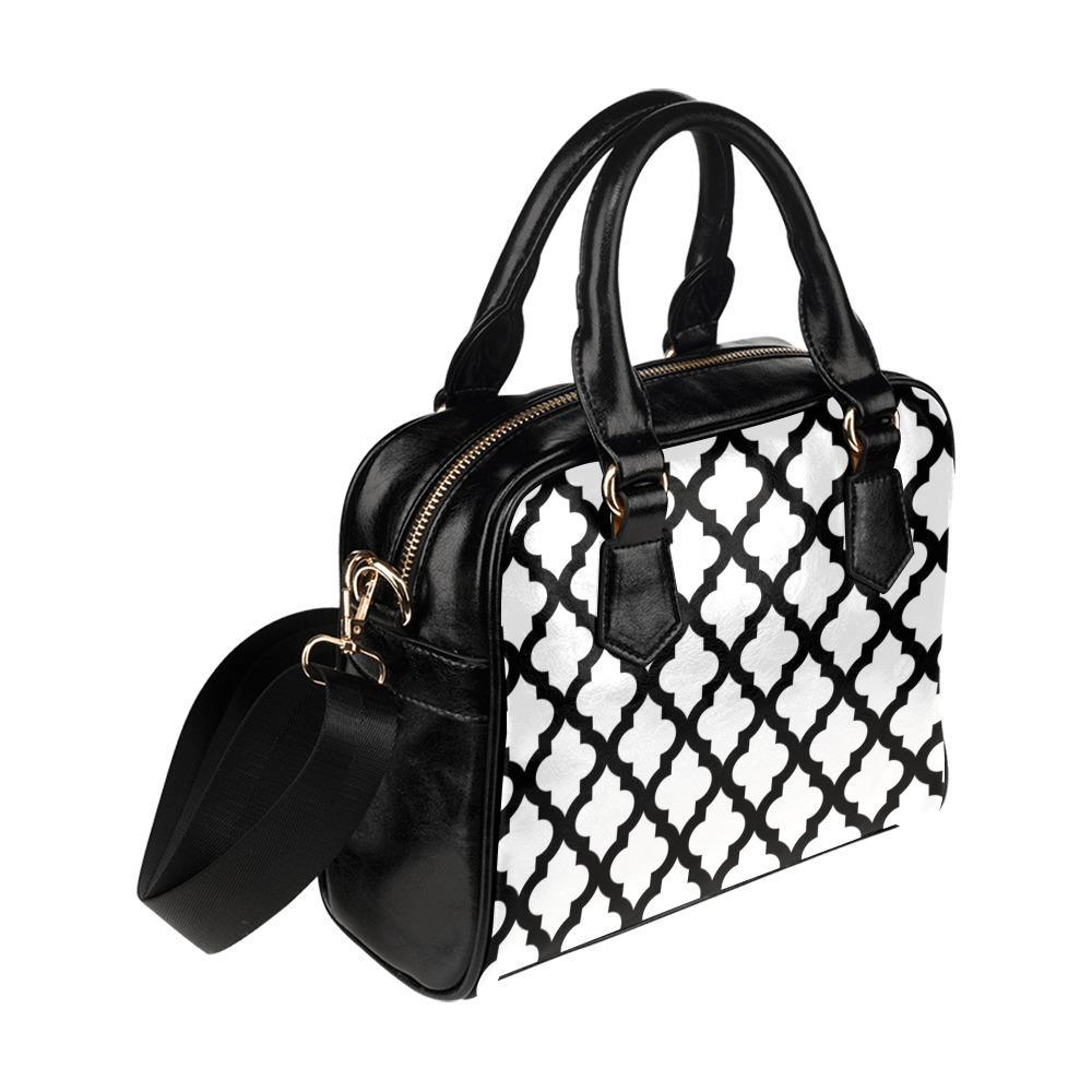 Shoulder Handbag-Classic Black and White 125 Vegan Leather