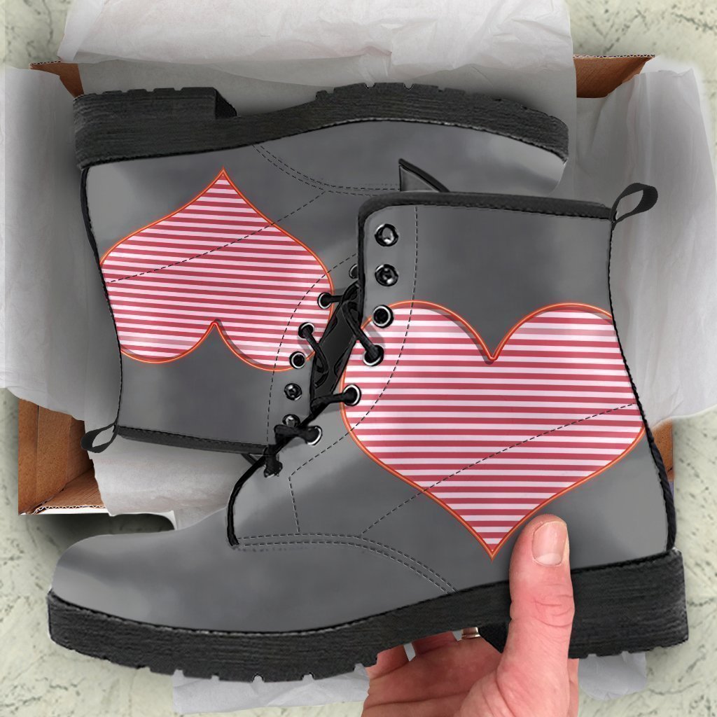 Stylish Boots - Graceful Gray with Love | Handmade Lace Up 