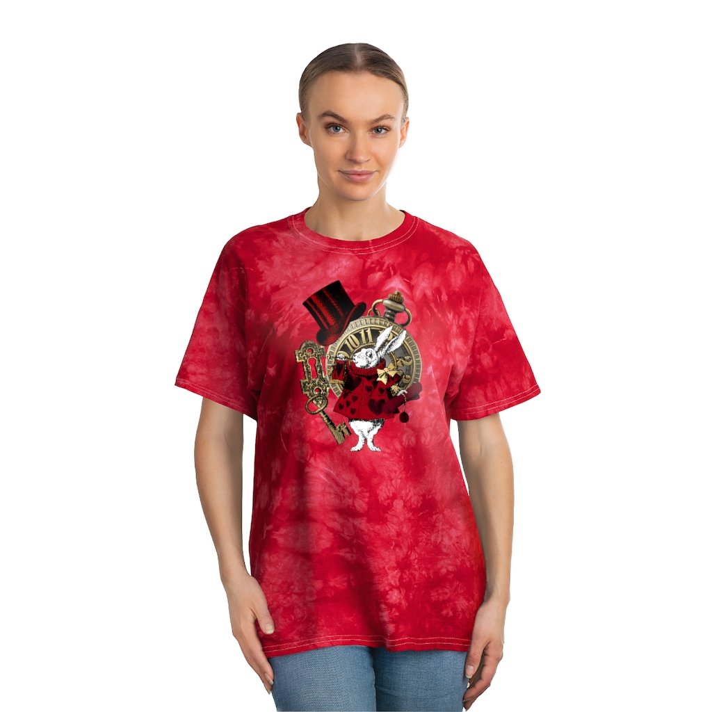 Tie Dye Shirt-Alice in Wonderland Rabbit 37 Red Series,Tie 