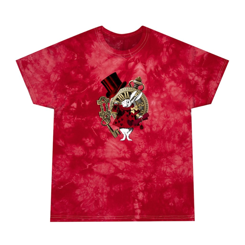Tie Dye Shirt-Alice in Wonderland Rabbit 37 Red Series,Tie 