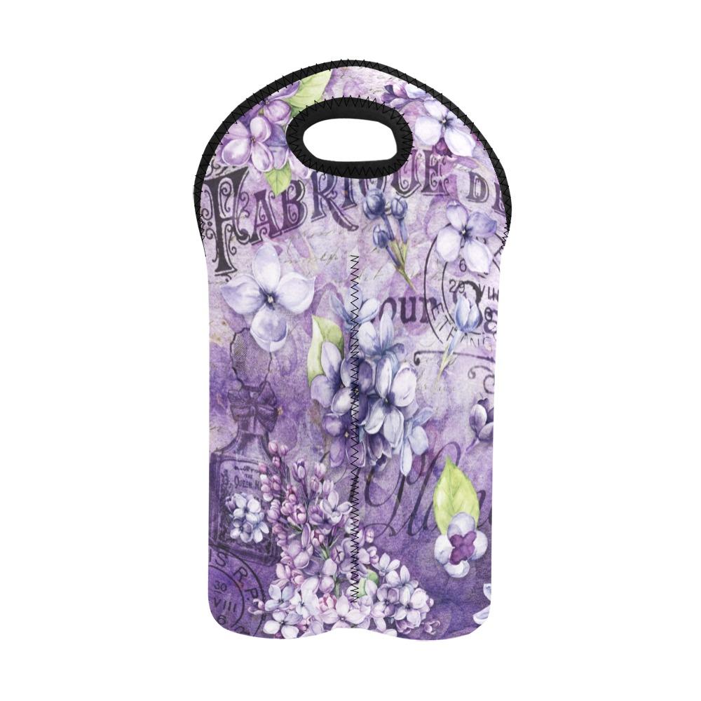 Vintage Flower Art #102 | 2-Bottle Neoprene Wine Bag | ACES 