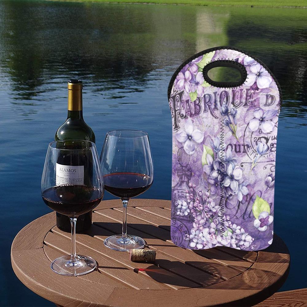 Vintage Flower Art #102 | 2-Bottle Neoprene Wine Bag | ACES 