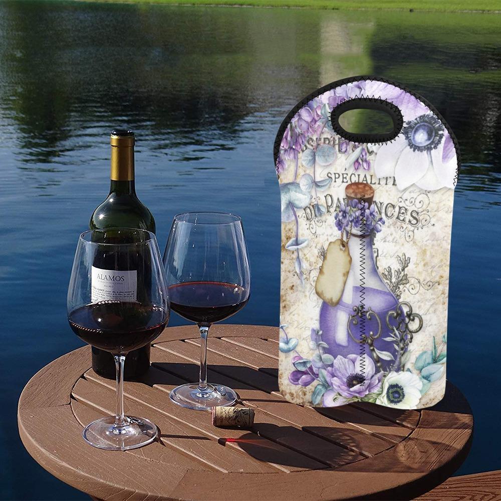 Vintage Flower Art #104 | 2-Bottle Neoprene Wine Bag | ACES 