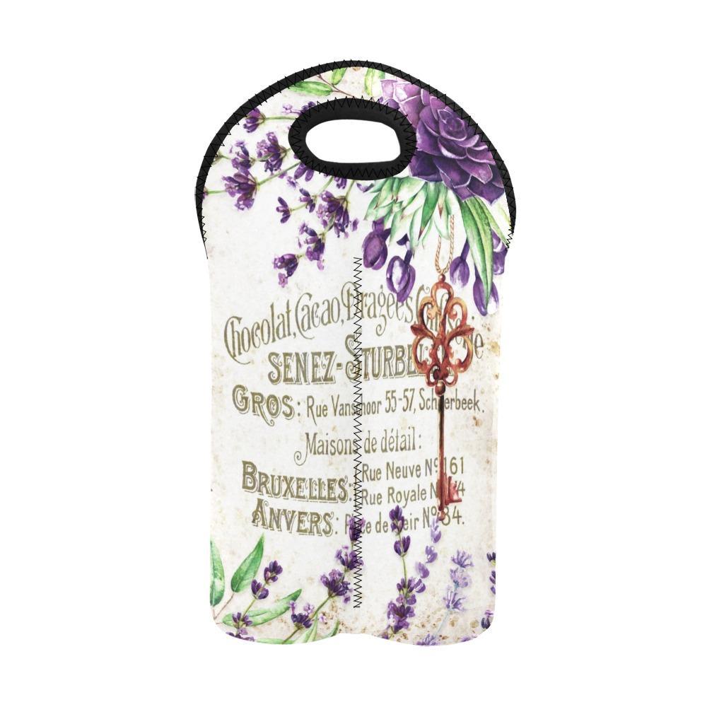 Vintage Flower Art #105 | 2-Bottle Neoprene Wine Bag | ACES