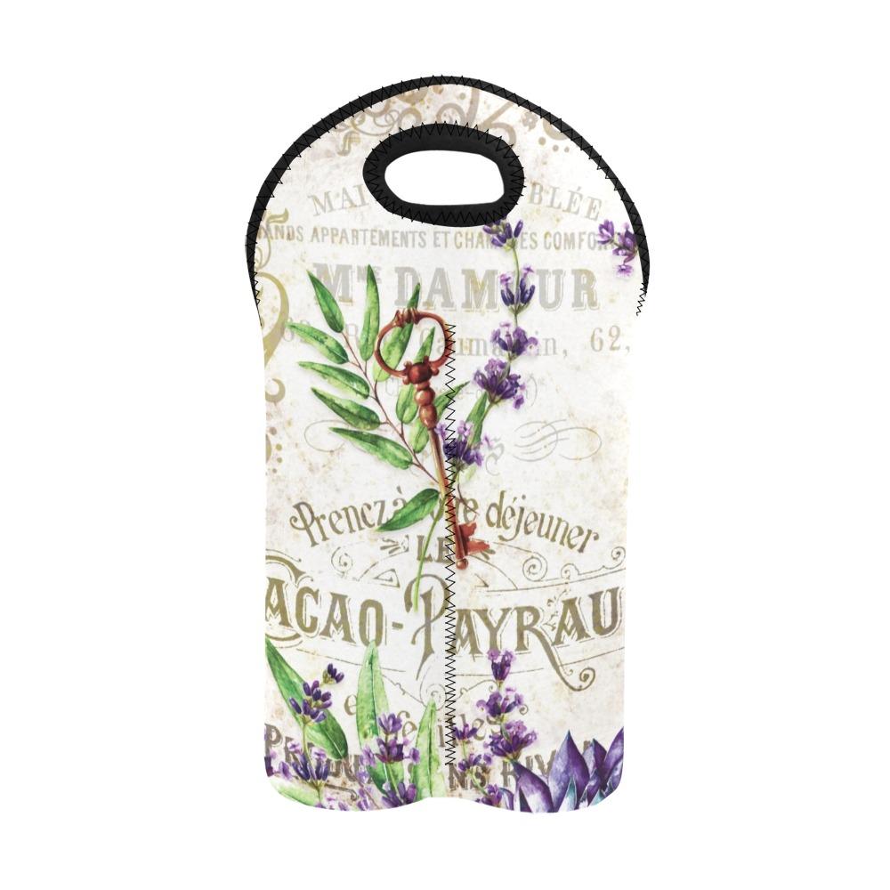 Vintage Flower Art #105 | 2-Bottle Neoprene Wine Bag | ACES