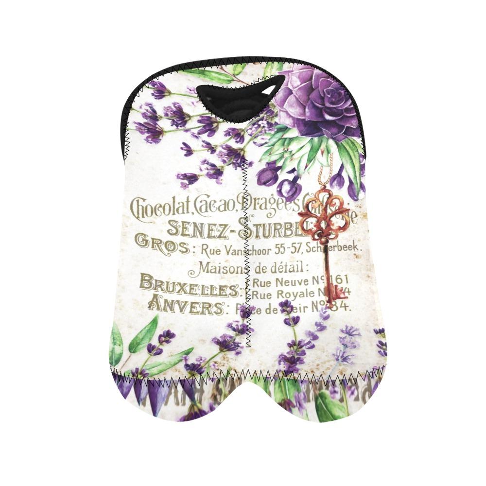 Vintage Flower Art #105 | 2-Bottle Neoprene Wine Bag | ACES