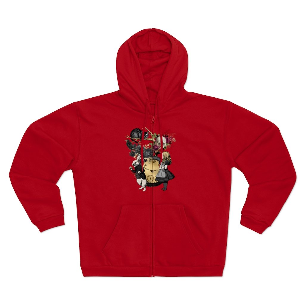 Zip Up Hoodie (Fleece Inside)-Alice in Wonderland 101 Goth 