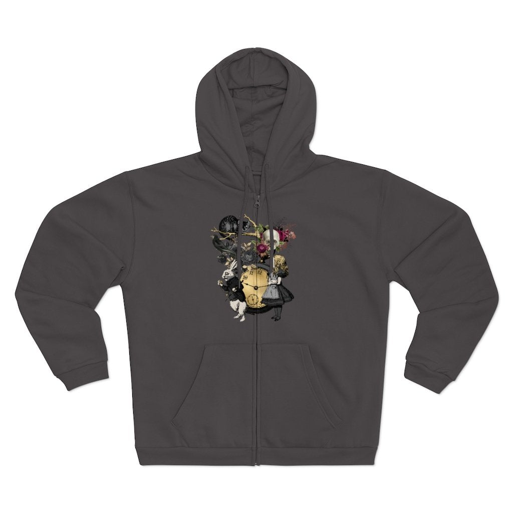 Zip Up Hoodie (Fleece Inside)-Alice in Wonderland 101 Goth 