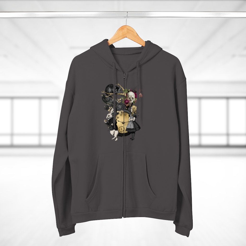 Zip Up Hoodie (Fleece Inside)-Alice in Wonderland 101 Goth 