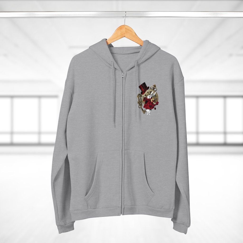 Zip Up Hoodie (Fleece Inside)-Alice in Wonderland 33 Red 