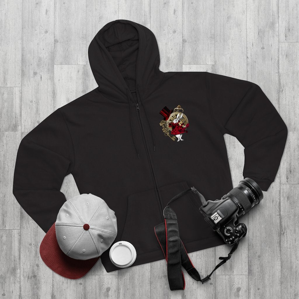 Zip Up Hoodie (Fleece Inside)-Alice in Wonderland 33 Red 