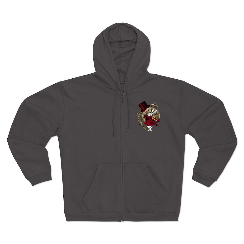 Zip Up Hoodie (Fleece Inside)-Alice in Wonderland 33 Red 
