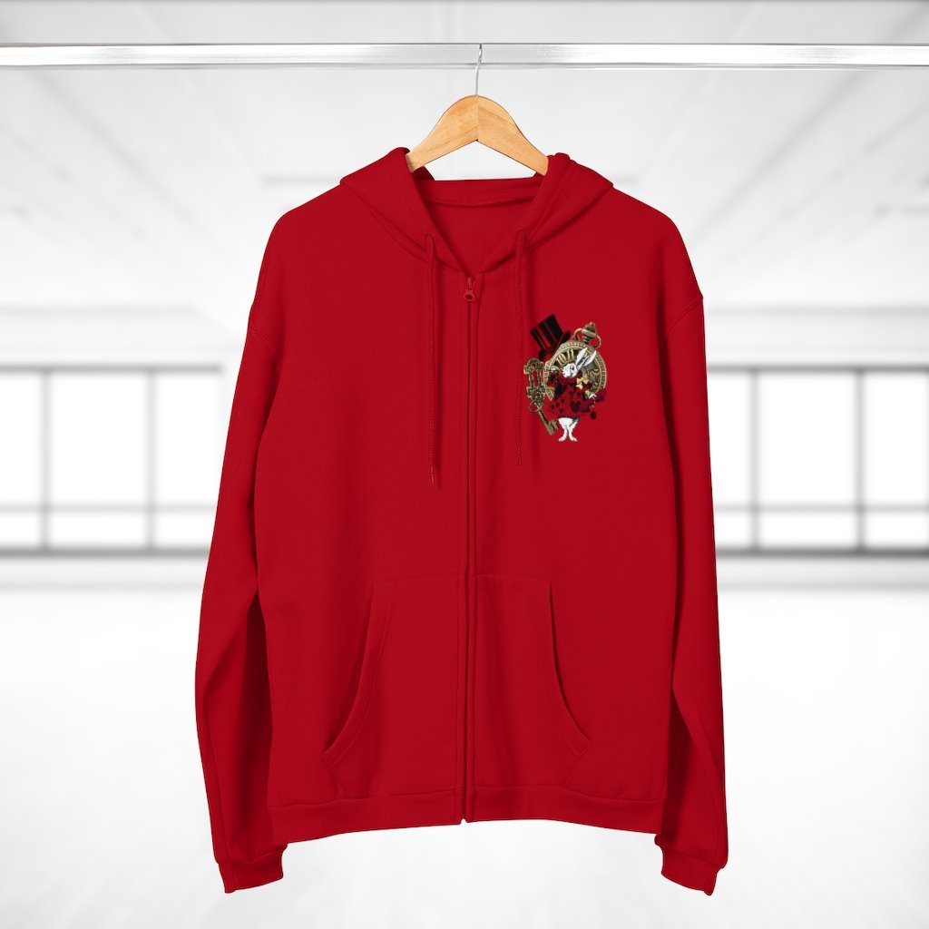 Zip Up Hoodie (Fleece Inside)-Alice in Wonderland 33 Red 