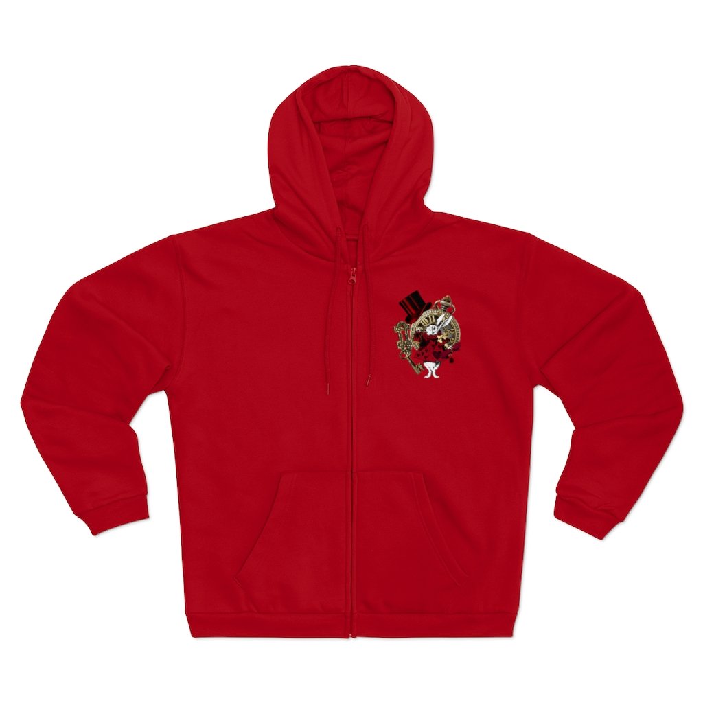 Zip Up Hoodie (Fleece Inside)-Alice in Wonderland 33 Red 