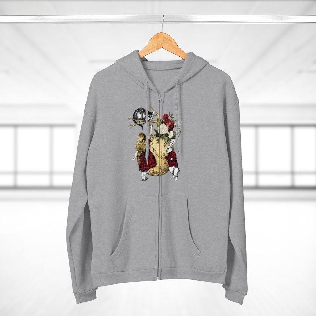 Zip Up Hoodie (Fleece Inside)-Alice in Wonderland 34 Red