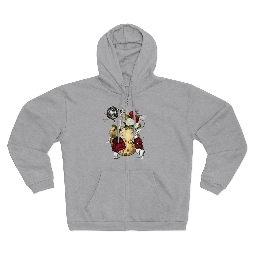 Zip Up Hoodie (Fleece Inside)-Alice in Wonderland 34 Red