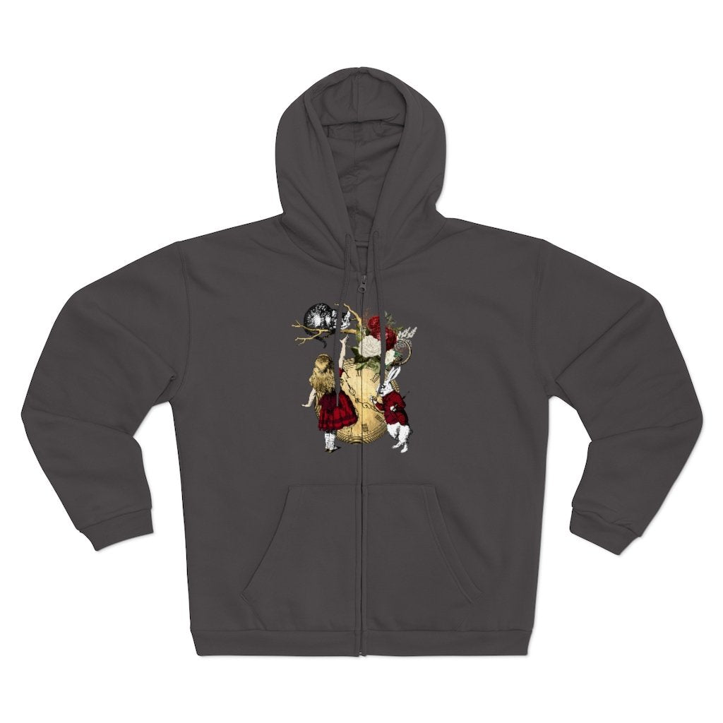 Zip Up Hoodie (Fleece Inside)-Alice in Wonderland 34 Red