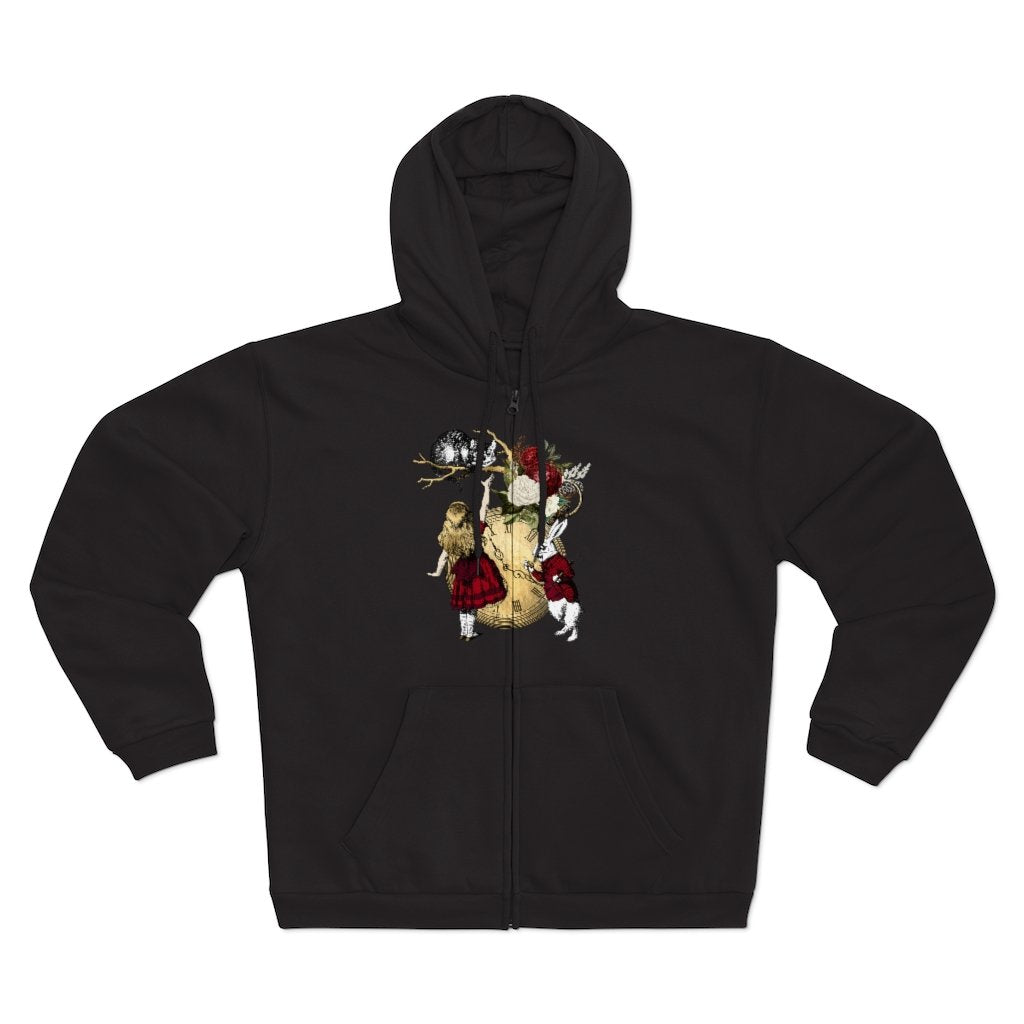 Zip Up Hoodie (Fleece Inside)-Alice in Wonderland 34 Red