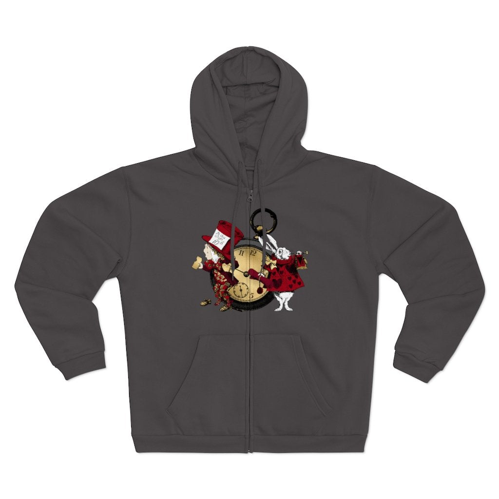 Zip Up Hoodie (Fleece Inside)-Alice in Wonderland 36 Red 