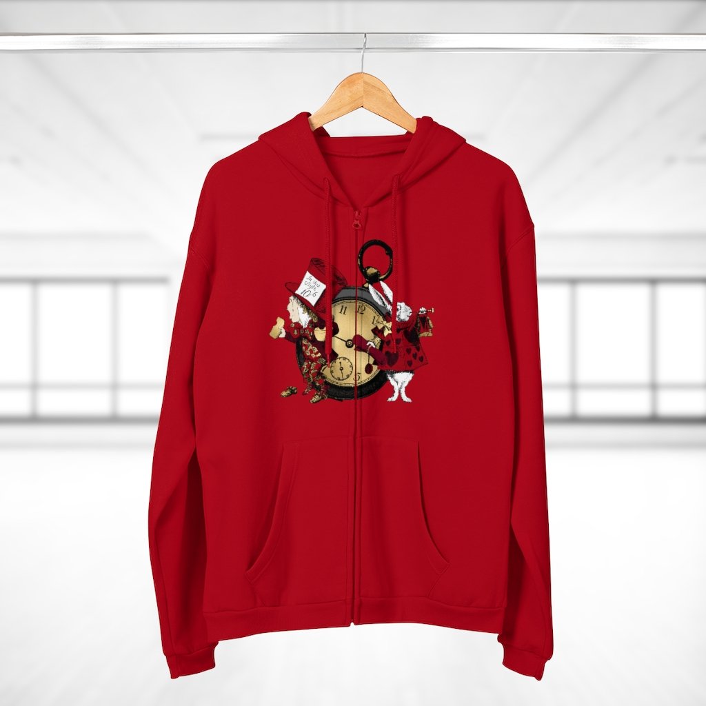 Zip Up Hoodie (Fleece Inside)-Alice in Wonderland 36 Red 
