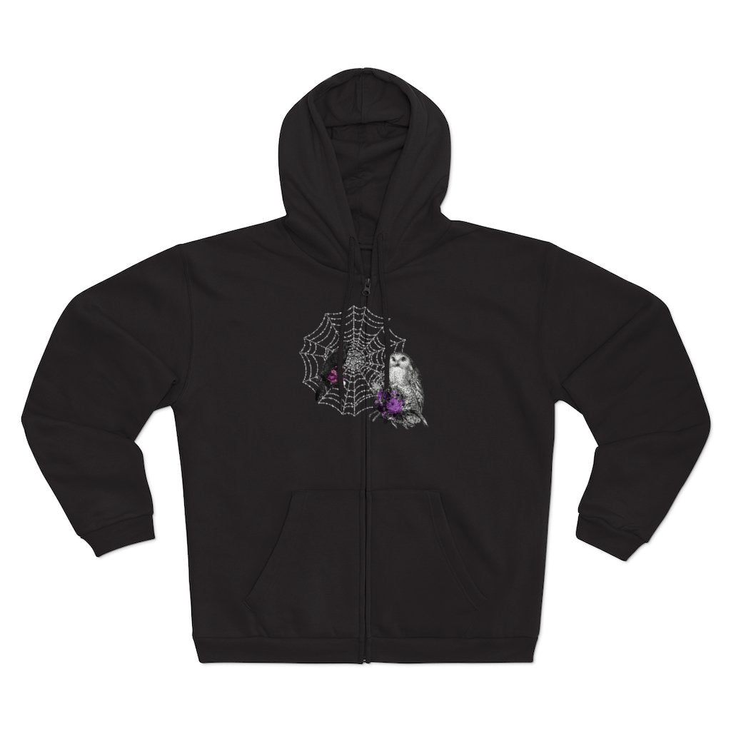 Zip Up Hoodie (Fleece Inside)-Raven and Owl | ACES INFINITY