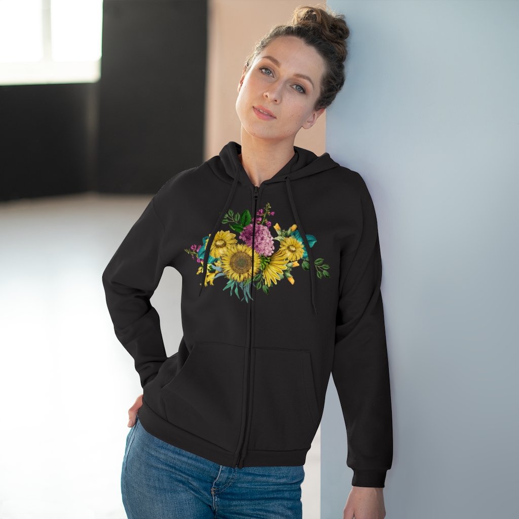 Zip Up Hoodies (Fleece Inside)-Vintage Flowers | ACES