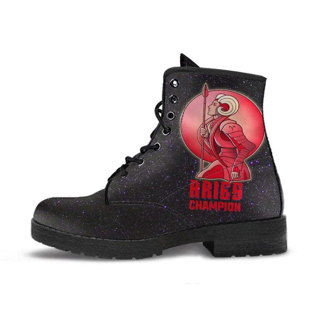 Zodiac Combat Boots - Aries #1 | Vegan Leather Lace Up Boots