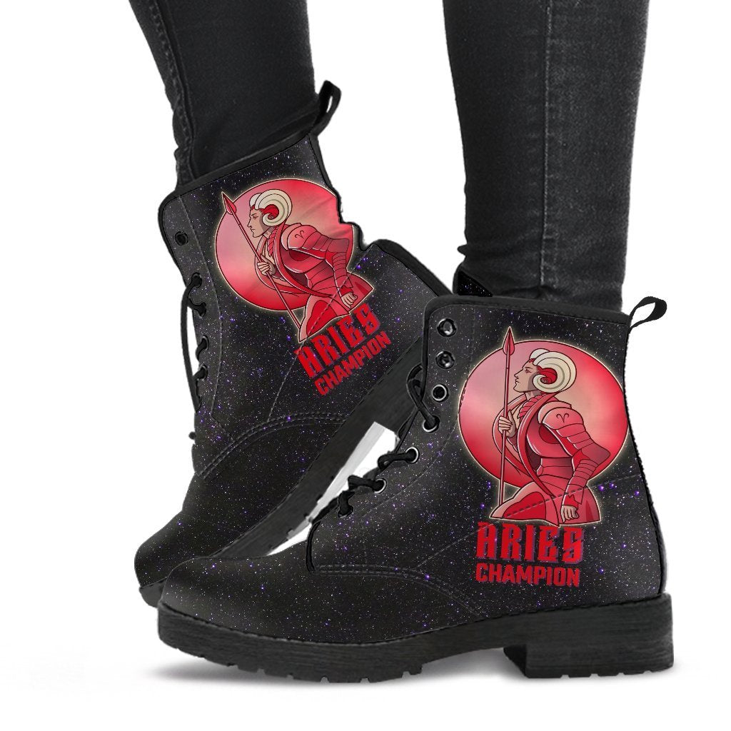 Zodiac Combat Boots - Aries #1 | Vegan Leather Lace Up Boots