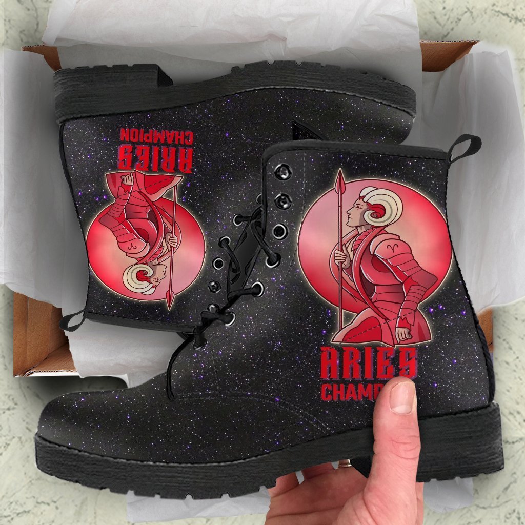 Zodiac Combat Boots - Aries #1 | Vegan Leather Lace Up Boots