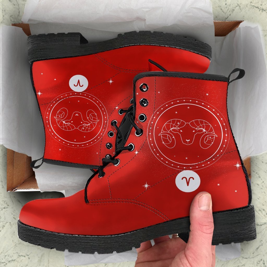Zodiac Combat Boots - Aries #2 | Vegan Leather Lace Up Boots