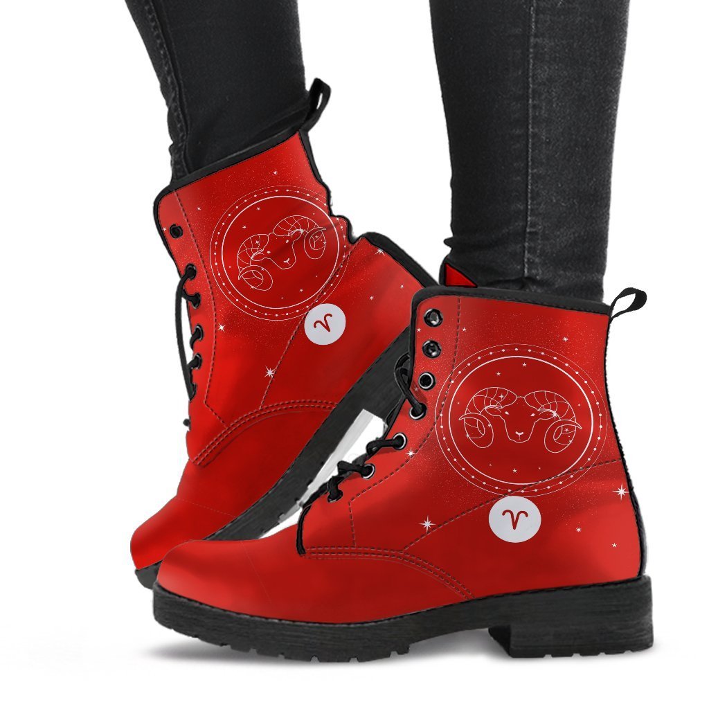 Zodiac Combat Boots - Aries #2 | Vegan Leather Lace Up Boots