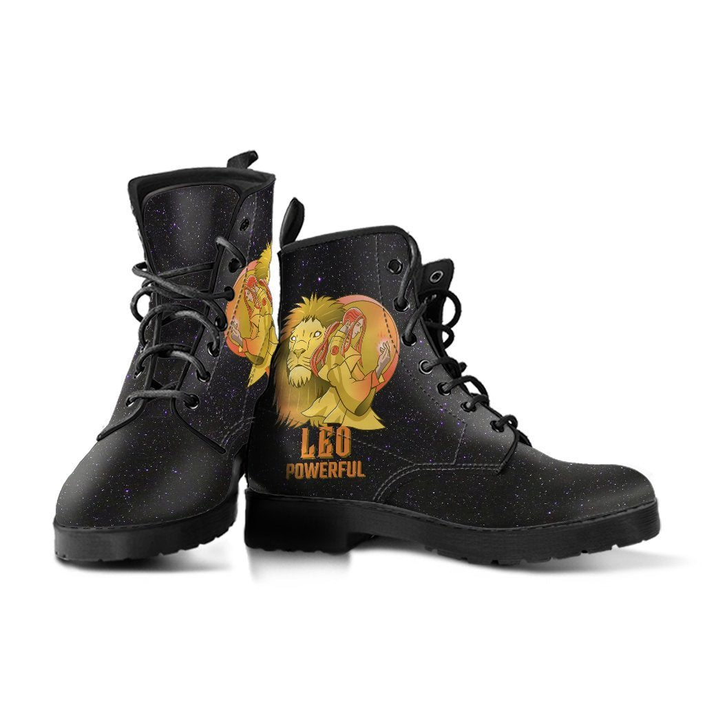 Zodiac Combat Boots - Leo #1 | Vegan Leather Lace Up Boots 