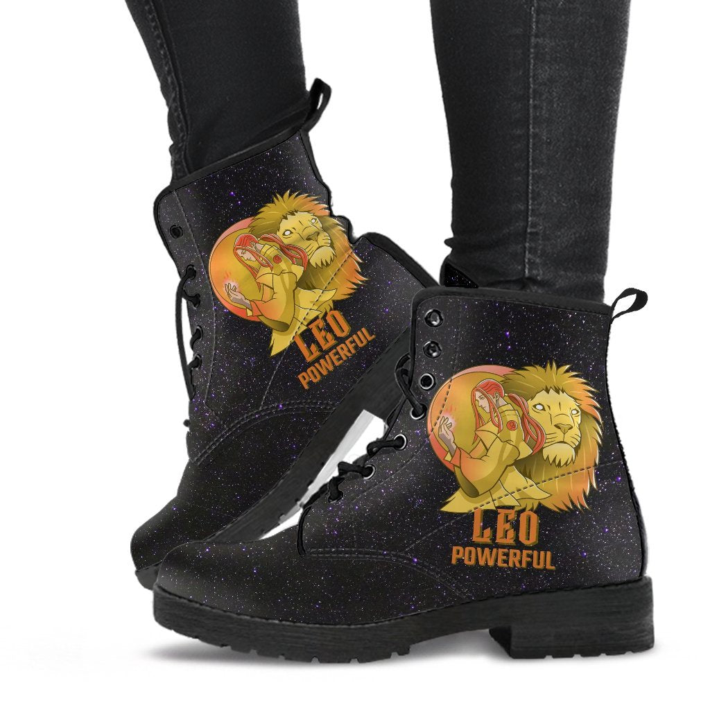 Zodiac Combat Boots - Leo #1 | Vegan Leather Lace Up Boots 
