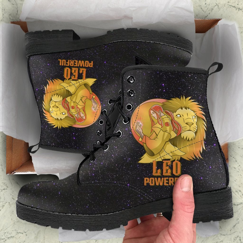 Zodiac Combat Boots - Leo #1 | Vegan Leather Lace Up Boots 