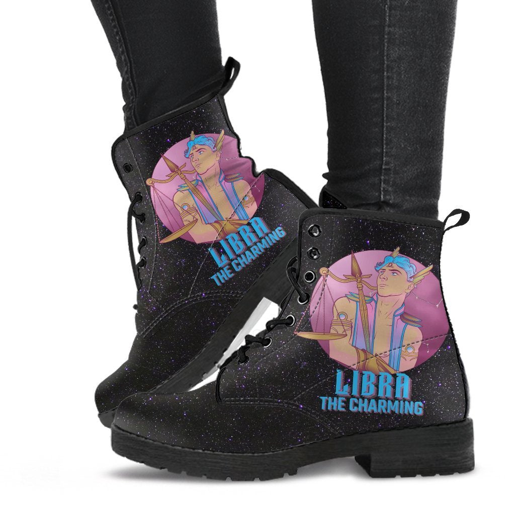 Zodiac Combat Boots - Libra #1 | Vegan Leather Lace Up Boots
