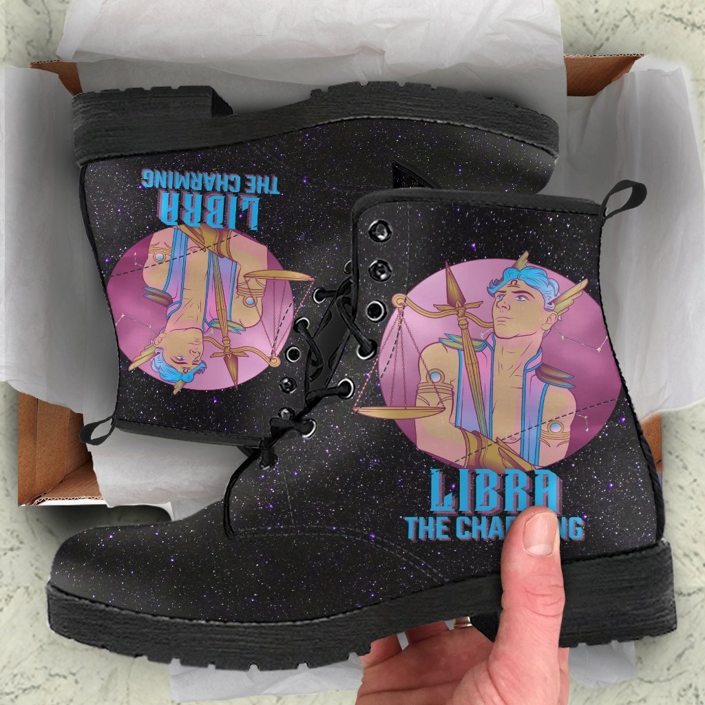 Zodiac Combat Boots - Libra #1 | Vegan Leather Lace Up Boots