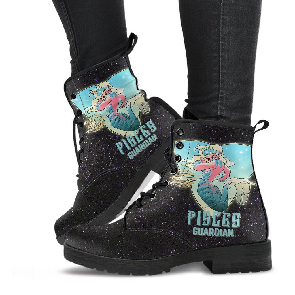 Zodiac Combat Boots - Pisces #1 | Vegan Leather Lace Up