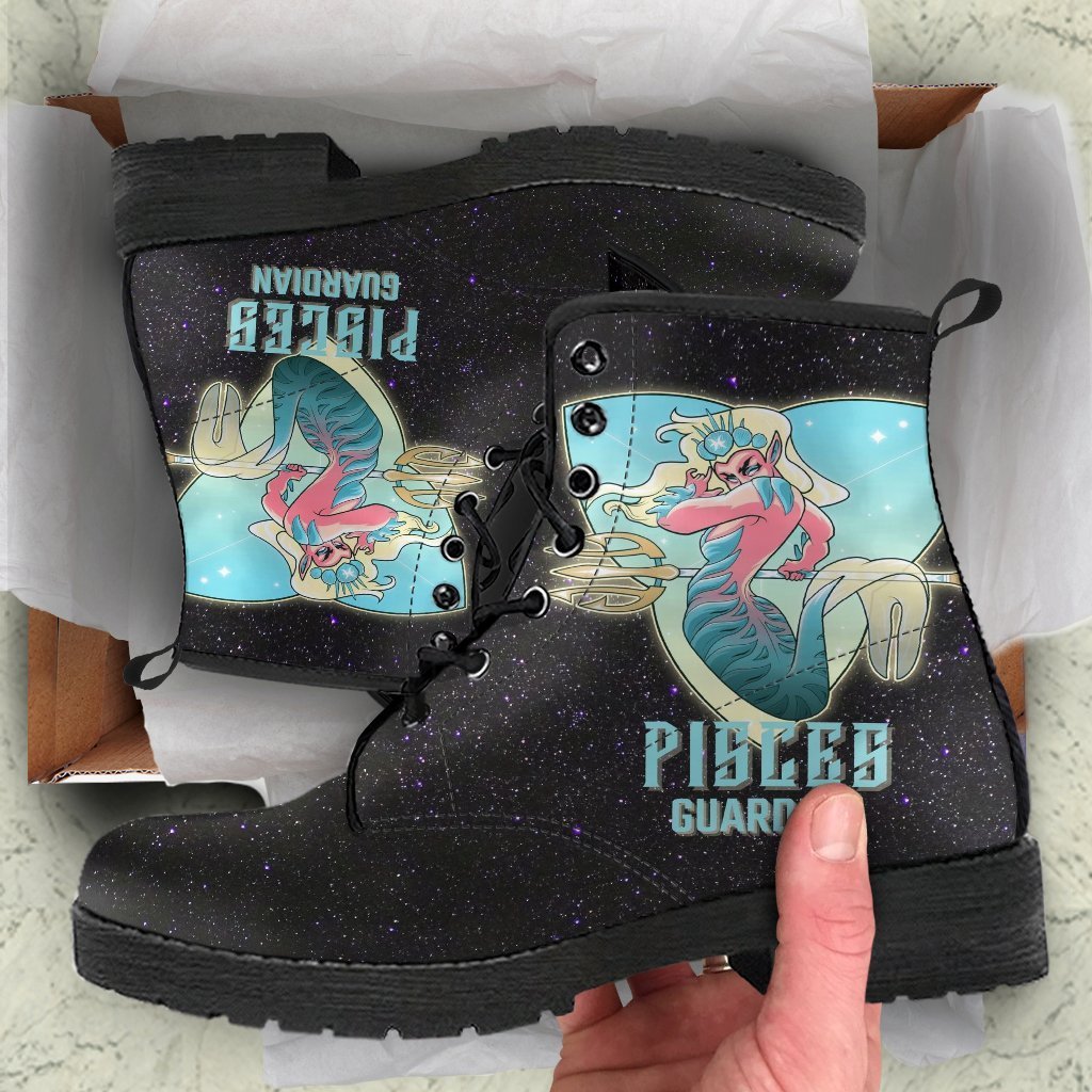 Zodiac Combat Boots - Pisces #1 | Vegan Leather Lace Up