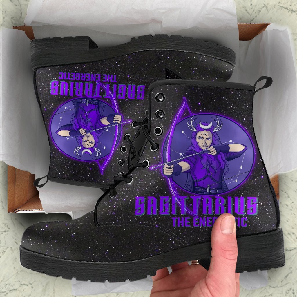 Zodiac Combat Boots - Sagittarius #1 | Vegan Leather Lace