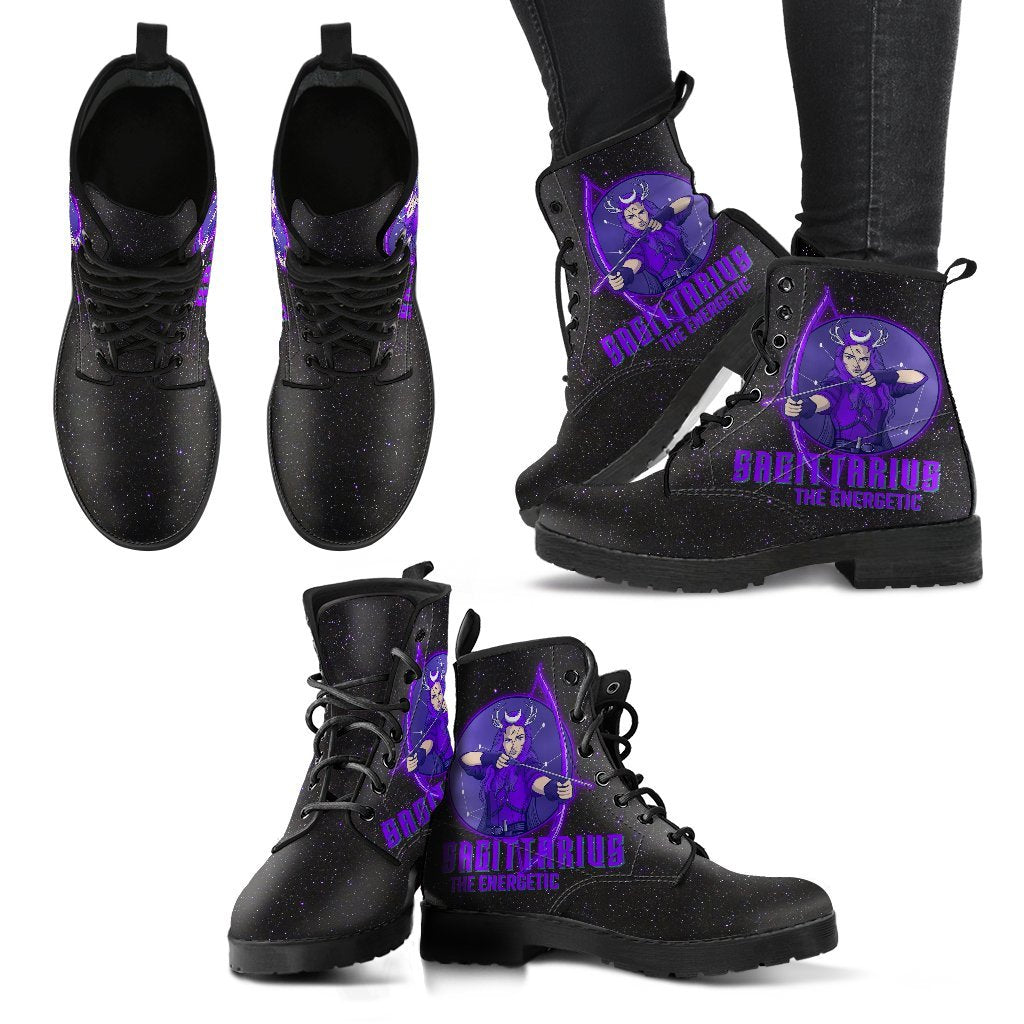 Zodiac Combat Boots - Sagittarius #1 | Vegan Leather Lace
